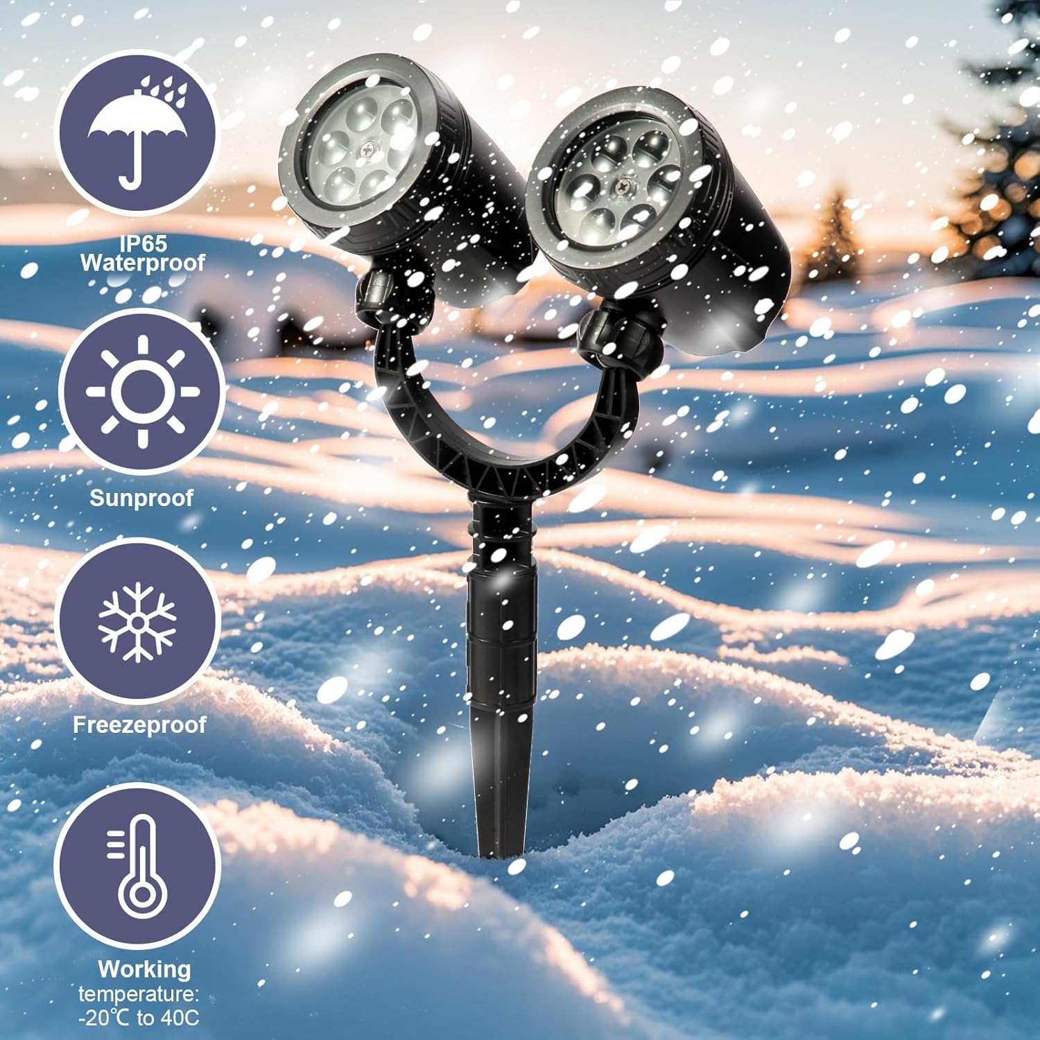 Outdoor Christmas Decorations Christmas Double Head Snowflake Projector Lights,Christmas Projector Lights IP65 Waterproof Adjustable Christmas Decorations Indoor for Patio Wall Window